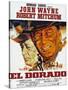 El Dorado, Robert Mitchum, John Wayne, French Poster Art, 1967-null-Stretched Canvas