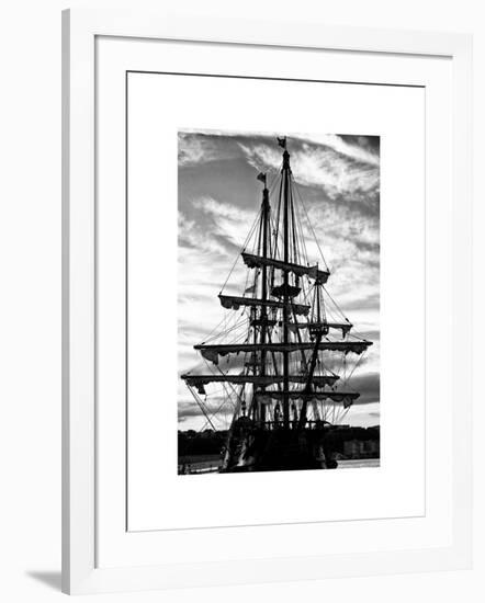 "El Galeon" at Sunset, Authentic Replica of 17th Century Spanish Galleon, Pier 84, New York-Philippe Hugonnard-Framed Art Print