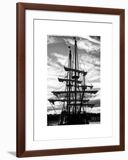 "El Galeon" at Sunset, Authentic Replica of 17th Century Spanish Galleon, Pier 84, New York-Philippe Hugonnard-Framed Art Print