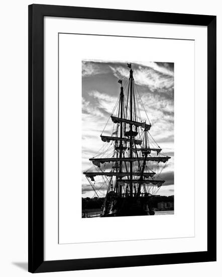 "El Galeon" at Sunset, Authentic Replica of 17th Century Spanish Galleon, Pier 84, New York-Philippe Hugonnard-Framed Art Print