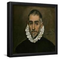 El Greco / 'Aged Nobleman', 1587-1600, Spanish School, Oil on canvas, 46 cm x 43 cm, P00806.-El Greco-Framed Poster