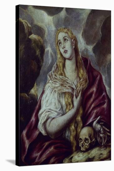 EL GRECO (school). THE PENITENT MAGDALENA - 17TH CENTURY - SPANISH MANNERISM-EL GRECO (SCHOOL OF)-Stretched Canvas