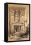 El Kasne (Treasury), Petra, Jordan, 1843 Engraving-David Roberts-Framed Stretched Canvas