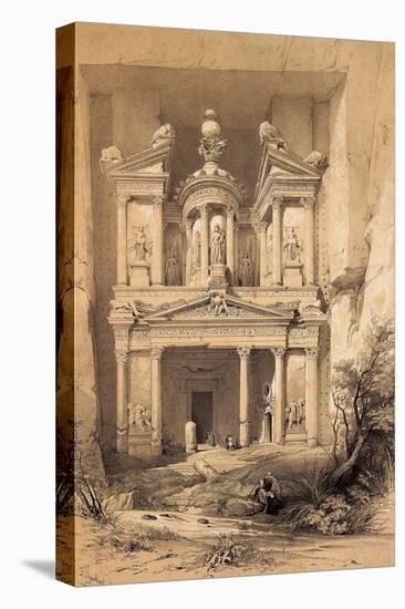 El Kasne (Treasury), Petra, Jordan, 1843 Engraving-David Roberts-Stretched Canvas