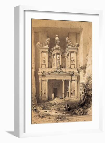 El Kasne (Treasury), Petra, Jordan, 1843 Engraving-David Roberts-Framed Giclee Print