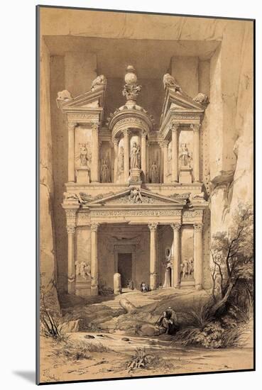 El Kasne (Treasury), Petra, Jordan, 1843 Engraving-David Roberts-Mounted Giclee Print