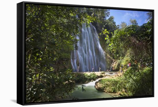 El Limon Waterfall, Eastern Peninsula De Samana, Dominican Republic, West Indies, Caribbean-Jane Sweeney-Framed Stretched Canvas