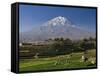 El Misti Volcano and Arequipa Town, Peru-Michele Falzone-Framed Stretched Canvas