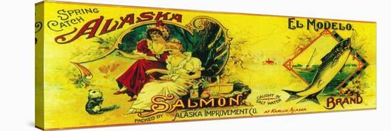 El Modelo Salmon Can Label - Karluk, AK-Lantern Press-Stretched Canvas