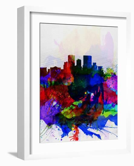 El Paseo Watercolor Skyline-NaxArt-Framed Art Print