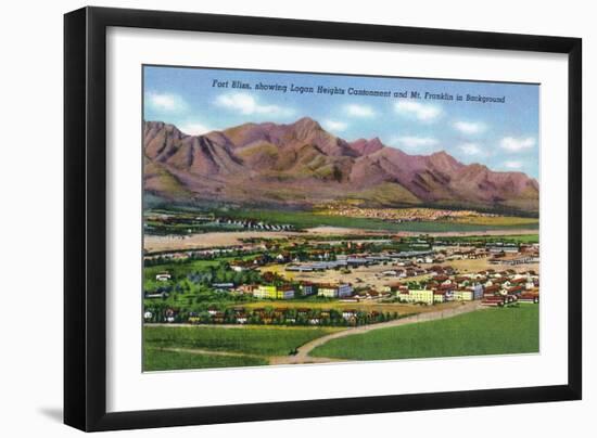 El Paso, Texas - Aerial Panoramic View of Fort Bliss, Logan Heights Cantoment, c.1940-Lantern Press-Framed Art Print