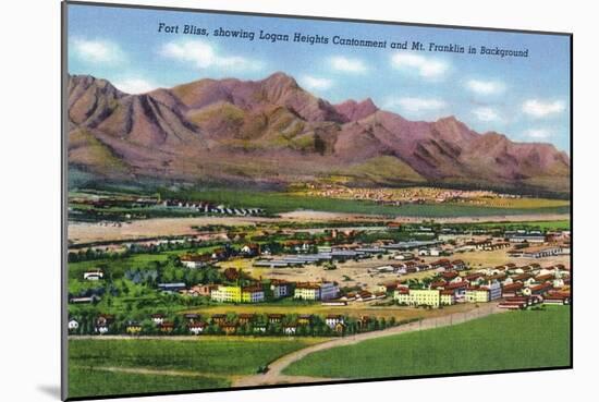 El Paso, Texas - Aerial Panoramic View of Fort Bliss, Logan Heights Cantoment, c.1940-Lantern Press-Mounted Art Print