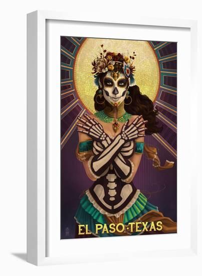 El Paso, Texas - Day of the Dead Crossbones-Lantern Press-Framed Art Print