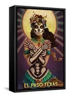 El Paso, Texas - Day of the Dead Crossbones-Lantern Press-Framed Stretched Canvas