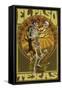 El Paso, Texas - Day of the Dead - Skeleton Holding Sugar Skull-Lantern Press-Framed Stretched Canvas