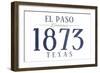 El Paso, Texas - Established Date (Blue)-Lantern Press-Framed Art Print