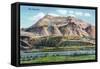 El Paso, Texas - Panoramic View of Mount Cristo Rey, c.1940-Lantern Press-Framed Stretched Canvas