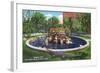 El Paso, Texas - San Jacinto Plaza, View of the Alligator Pool, c.1940-Lantern Press-Framed Art Print