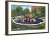 El Paso, Texas - San Jacinto Plaza, View of the Alligator Pool, c.1940-Lantern Press-Framed Art Print