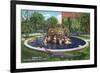 El Paso, Texas - San Jacinto Plaza, View of the Alligator Pool, c.1940-Lantern Press-Framed Premium Giclee Print