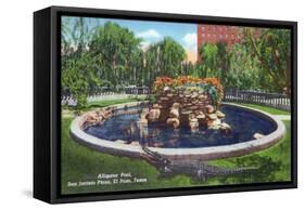 El Paso, Texas - San Jacinto Plaza, View of the Alligator Pool, c.1940-Lantern Press-Framed Stretched Canvas