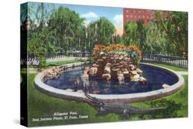 El Paso, Texas - San Jacinto Plaza, View of the Alligator Pool, c.1940-Lantern Press-Stretched Canvas