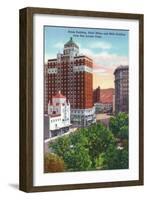 El Paso, Texas - San Jacinto Plaza, Views of Kress and Mills Buildings, Hilton Hotel, c.1940-Lantern Press-Framed Art Print