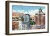 El Paso, Texas - View of the Heart of El Paso, View of the Plaza, c.1940-Lantern Press-Framed Art Print