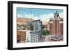 El Paso, Texas - View of the Heart of El Paso, View of the Plaza, c.1940-Lantern Press-Framed Art Print