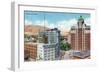 El Paso, Texas - View of the Heart of El Paso, View of the Plaza, c.1940-Lantern Press-Framed Art Print