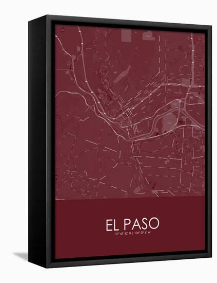 El Paso, United States of America Red Map-null-Framed Stretched Canvas