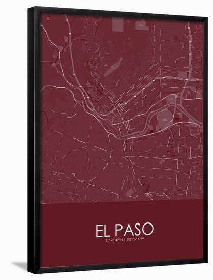 El Paso, United States of America Red Map-null-Framed Poster