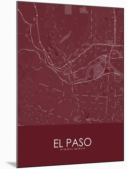 El Paso, United States of America Red Map-null-Mounted Poster