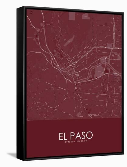 El Paso, United States of America Red Map-null-Framed Stretched Canvas