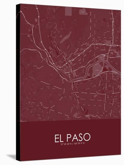 El Paso, United States of America Red Map-null-Stretched Canvas