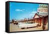 El Rancho Vintage Motel, Cadillac with Fins-null-Framed Stretched Canvas