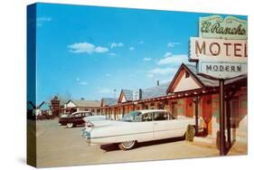 El Rancho Vintage Motel, Cadillac with Fins-null-Stretched Canvas