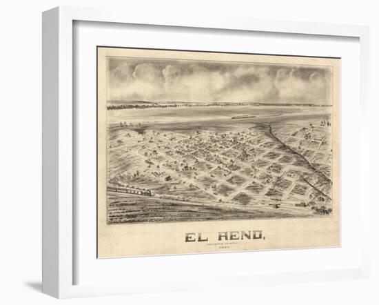 El Reno, Oklahoma - Panoramic Map-Lantern Press-Framed Art Print