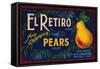 El Retiro Pear Crate Label - San Jose, CA-Lantern Press-Framed Stretched Canvas