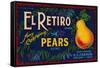 El Retiro Pear Crate Label - San Jose, CA-Lantern Press-Framed Stretched Canvas