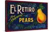 El Retiro Pear Crate Label - San Jose, CA-Lantern Press-Stretched Canvas