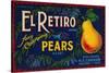 El Retiro Pear Crate Label - San Jose, CA-Lantern Press-Stretched Canvas