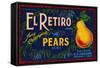 El Retiro Pear Crate Label - San Jose, CA-Lantern Press-Framed Stretched Canvas