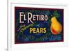 El Retiro Pear Crate Label - San Jose, CA-Lantern Press-Framed Art Print