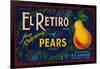 El Retiro Pear Crate Label - San Jose, CA-Lantern Press-Framed Art Print