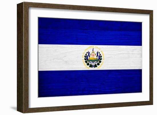 El Salvador Flag Design with Wood Patterning - Flags of the World Series-Philippe Hugonnard-Framed Art Print