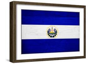 El Salvador Flag Design with Wood Patterning - Flags of the World Series-Philippe Hugonnard-Framed Art Print