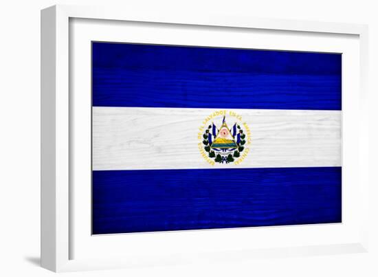El Salvador Flag Design with Wood Patterning - Flags of the World Series-Philippe Hugonnard-Framed Art Print