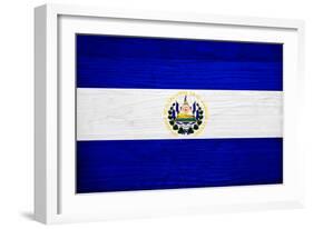 El Salvador Flag Design with Wood Patterning - Flags of the World Series-Philippe Hugonnard-Framed Art Print