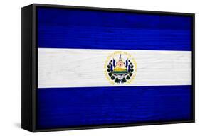 El Salvador Flag Design with Wood Patterning - Flags of the World Series-Philippe Hugonnard-Framed Stretched Canvas